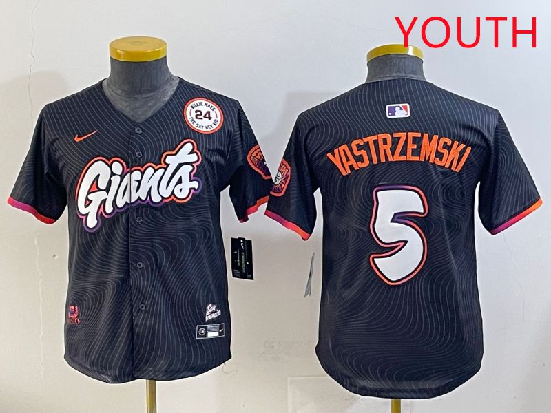 Youth San Francisco Giants #5 Yastrzemski Black Joint Name 2025 Nike MLB Jersey style 36